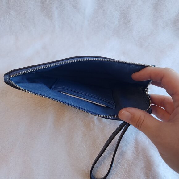 NWT COACH Large Corner Zip Wristlet In Signature Canvas Khaki/Stone Blue 6648‎ - Picture 6 of 7